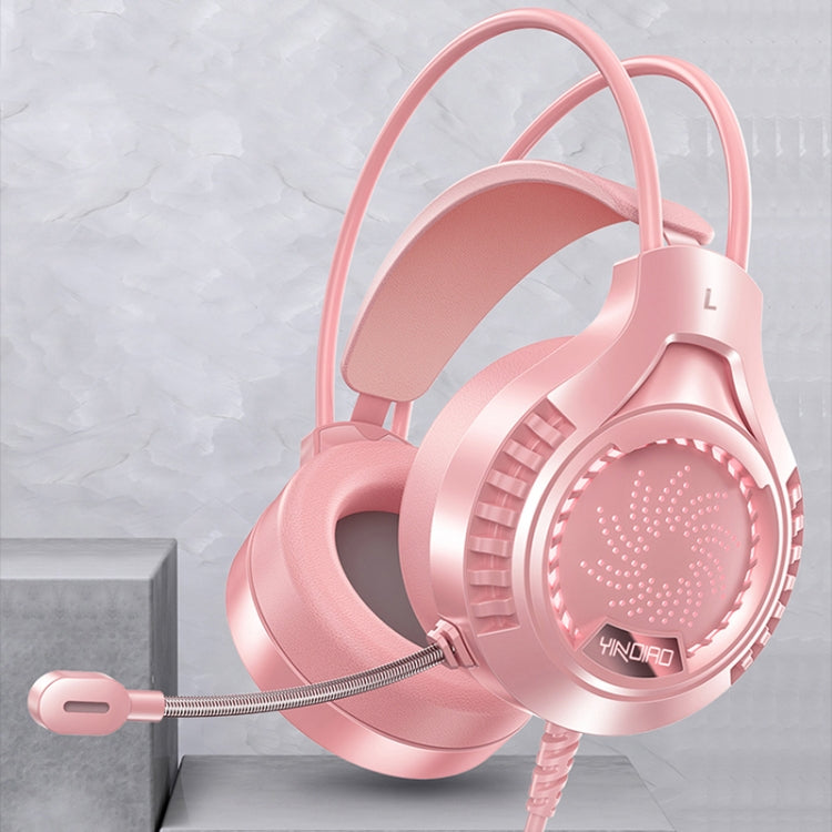 YINDIAO Q7 Colorful Light Computer Wired Headset USB Gaming Headset Dual 3.5mm + USB Pink - Multimedia Headset by YINDIAO | Online Shopping UK | buy2fix