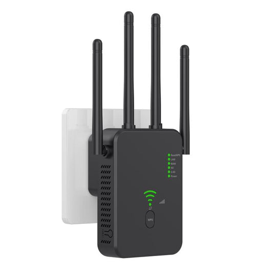 Urant U10 300Mbps 2.4G Wireless Repeater WiFi Signal Amplifier With 4 Antennas EU Plug Black - Broadband Amplifiers by Urant | Online Shopping UK | buy2fix