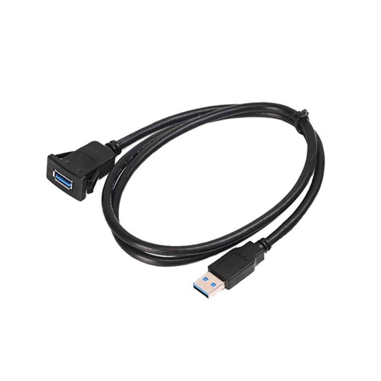 1m Square Snap-On USB3.0 Compatible 2.0 Car Boat Motorcycle Instrument Panel Extension Cable - DIY Cables by buy2fix | Online Shopping UK | buy2fix