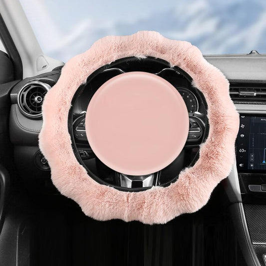 38cm Plush Soft Warm Car Steering Wheel Cover Without Inner Ring(Light Pink) - Steering Wheel Accessories by buy2fix | Online Shopping UK | buy2fix