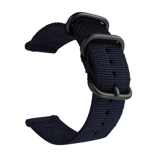 Washable Nylon Canvas Watchband, Band Width:20mm(Dark Blue with Black Ring Buckle) - Watch Accessories & Parts by buy2fix | Online Shopping UK | buy2fix