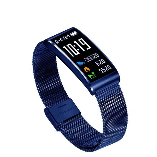 X3 0.96 inch Screen Display Steel Watch Band Bluetooth Smart Bracelet, IP68 Waterproof, Support Pedometer / Heart Rate Monitor / Sleep Monitor / Blood Pressure Monitor, Compatible with Android and iOS Phones(Blue) - Smart Watches by buy2fix | Online Shopping UK | buy2fix