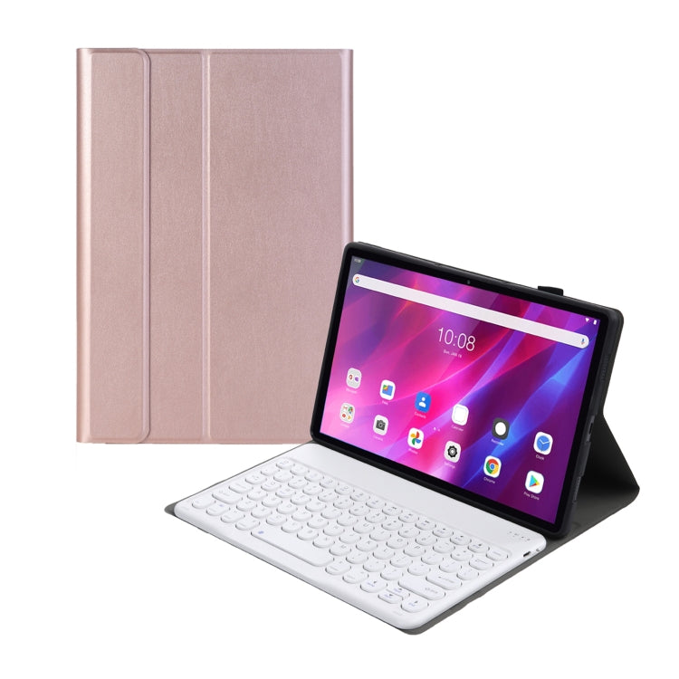 YAK10 2 in 1 Detachable Round Keycap Bluetooth Keyboard + Lambskin Texture TPU Protective Leather Tablet Case with Holder for Lenovo Qitian K10 TB-X6C6X(Rose Gold) - Lenovo Keyboard by buy2fix | Online Shopping UK | buy2fix