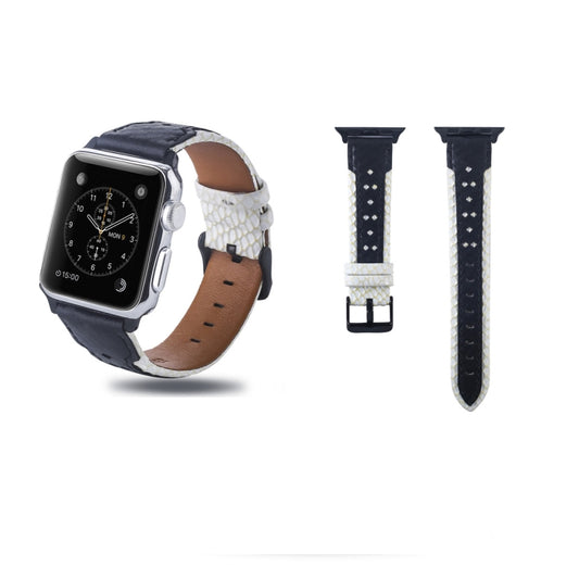 Square Hole Top-grain Leather Wrist Watch Band for Apple Watch Series 7 45mm / 6 & SE & 5 & 4 44mm / 3 & 2 & 1 42mm - Watch Bands by buy2fix | Online Shopping UK | buy2fix