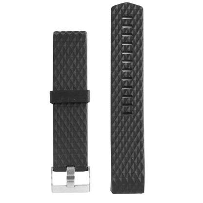 For Fitbit Charger 2 Bracelet Watch Diamond Texture TPU Watch Band, Full Length: 23cm(Black) - Watch Bands by buy2fix | Online Shopping UK | buy2fix