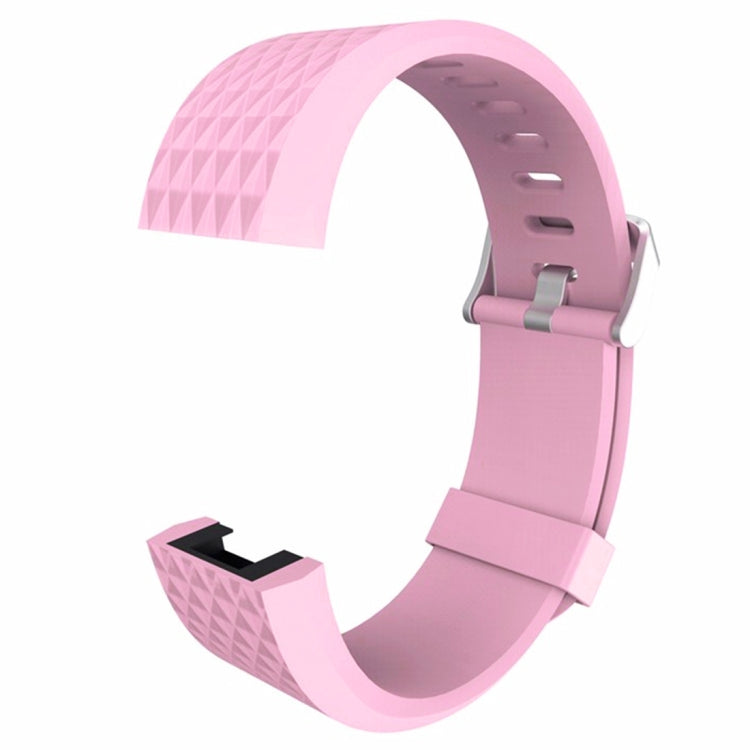 For Fitbit Charger 2 Bracelet Watch Diamond Texture TPU Watch Band, Full Length: 23cm(Pink) - Watch Bands by buy2fix | Online Shopping UK | buy2fix