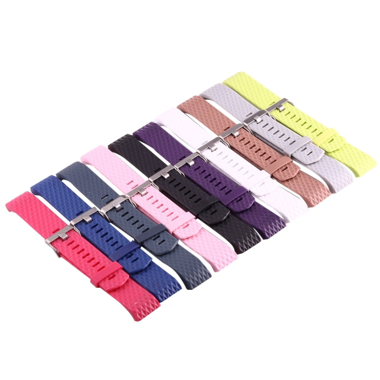 For Fitbit Charger 2 Bracelet Watch Diamond Texture TPU Watch Band, Full Length: 23cm(Coffee) - Watch Bands by buy2fix | Online Shopping UK | buy2fix