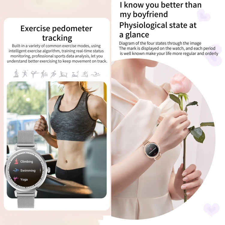KC06 Women Menstrual Period Smart Watch Bracelet, Blood Pressure / Heart Rate Monitoring, Silicone Strap(Gold) - Smart Wear by buy2fix | Online Shopping UK | buy2fix