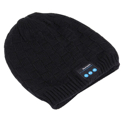 Square Textured Knitted Bluetooth Headset Warm Winter Hat with Mic for Boy & Girl & Adults(Black) - Smart Wear by buy2fix | Online Shopping UK | buy2fix