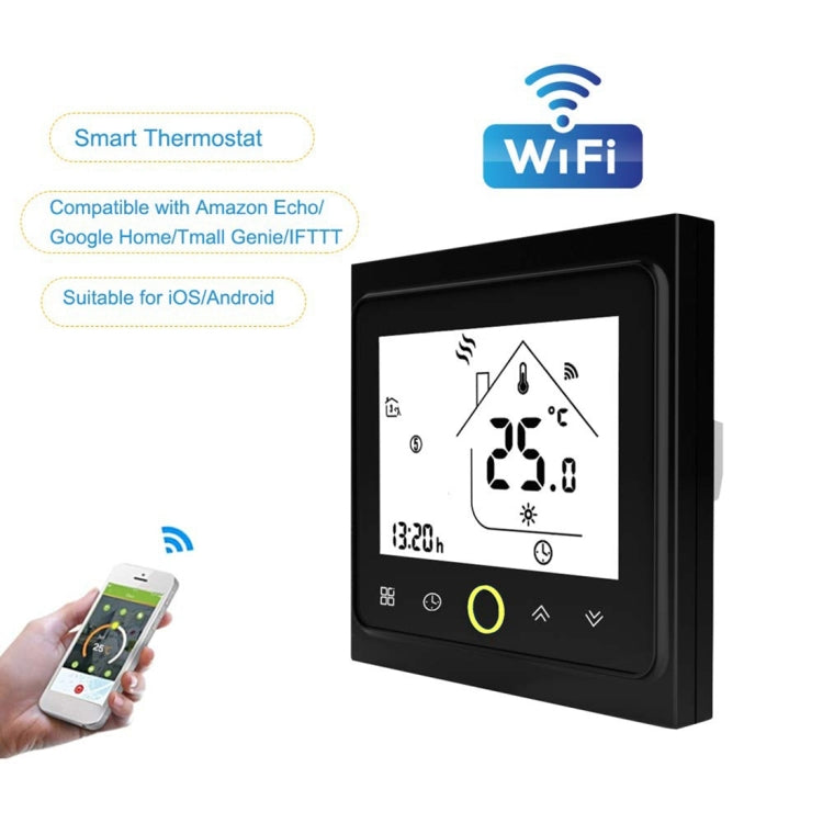 BHT-002GCLW 3A Load Water / Gas Boiler Type LCD Digital Heating Room Thermostat with Time Display, WiFi Control(Black) - Indoor Thermometer by buy2fix | Online Shopping UK | buy2fix