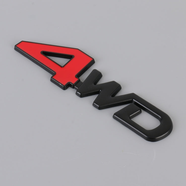 Car 4WD Personalized Aluminum Alloy Decorative Stickers, Size: 13x3.5x0.3cm (Black Red) - 3D Metal Sticker by buy2fix | Online Shopping UK | buy2fix