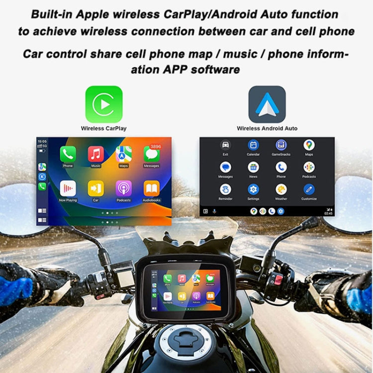 P502M Motorcycles Portable Waterproof 5 inch Wireless Carplay GPS Navigator - Electrical Instruments by buy2fix | Online Shopping UK | buy2fix