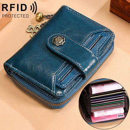 3522 Short Anti-magnetic RFID Wallet Multi-function Wallet for Ladies, with Card Slots(Blue) - Antimagnetic RFID Package by buy2fix | Online Shopping UK | buy2fix