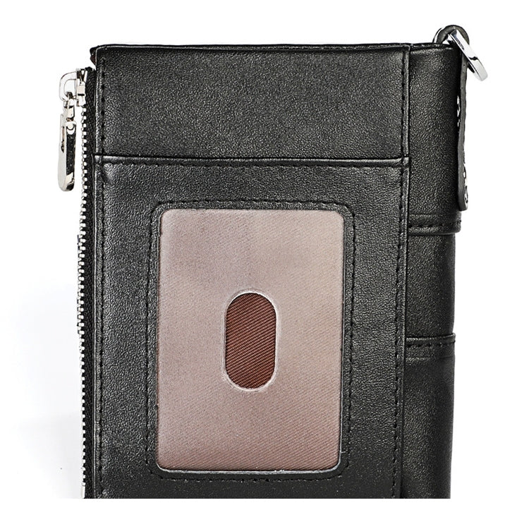 LT3529 Retro Crazy Horse Texture Double Zipper Anti-magnetic RFID Chain Wallet with Card Slots (Black) - Antimagnetic RFID Package by buy2fix | Online Shopping UK | buy2fix