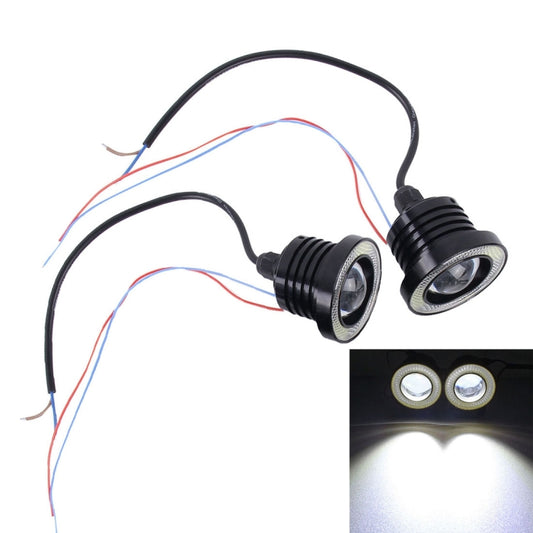 2 PCS 2.5 inch DC12-24V 10W 900LM 6500K Car Angel Eyes Fog Lamp Foglight, Cable Length: 20cm(White Light + White Light) - Fog / Driving Lights by buy2fix | Online Shopping UK | buy2fix