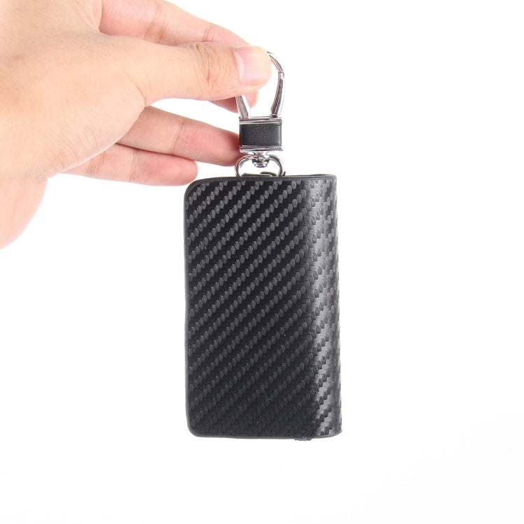 Universal Leather Carbon Fiber Texture Waist Hanging Zipper Wallets Key Holder Bag (No Include Key)(Black) - Car Key Cases by buy2fix | Online Shopping UK | buy2fix