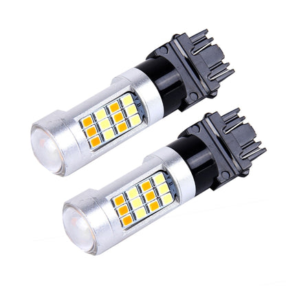 2 PCS T25/3157 10W 1000 LM 6000K White + Yellow Light Turn Signal Light with 42 SMD-2835-LED Lamps And Len. DC 12-24V - Arrow Turn Lights by buy2fix | Online Shopping UK | buy2fix