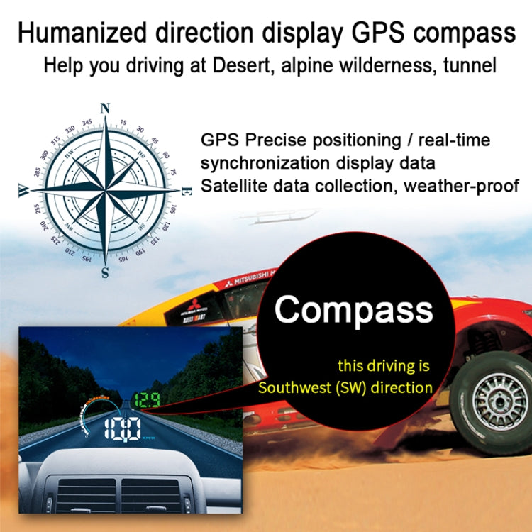 Q5 GPS 4 inch Vehicle-mounted Head Up Display Security System, Support Running Speed & Direction & Distance / Driving Kilometres / - Head Up Display System by buy2fix | Online Shopping UK | buy2fix