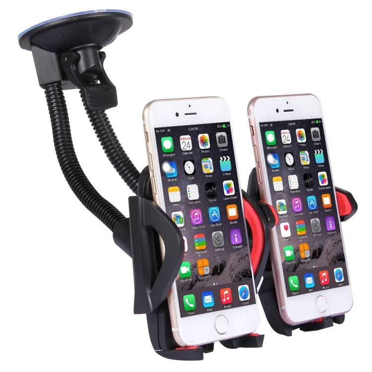 Suction Cup Couple Car Mount Holder Stand Suction Bracket with Adjustable Goose Neck for GPS & PDA & MP4, For iPhone, Samsung, Huawei, Xiaomi, HTC and Other Smartphones(Red) - Car Holders by buy2fix | Online Shopping UK | buy2fix