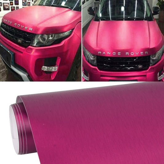 1.52 * 0.5m Waterproof PVC Wire Drawing Brushed Chrome Vinyl Wrap Car Sticker Automobile Ice Film Stickers Car Styling Matte Brushed Car Wrap Vinyl Film (Magenta) - Auto Film by buy2fix | Online Shopping UK | buy2fix