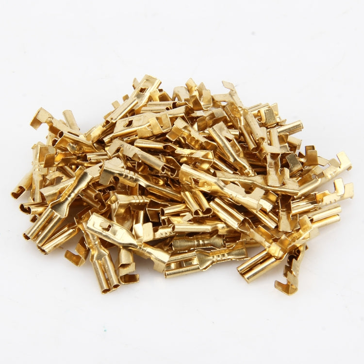 100 PCS 2.8mm Speaker Cable Spade Plug Connector Gold Plated Copper Speaker Cable Terminal - In Car by buy2fix | Online Shopping UK | buy2fix