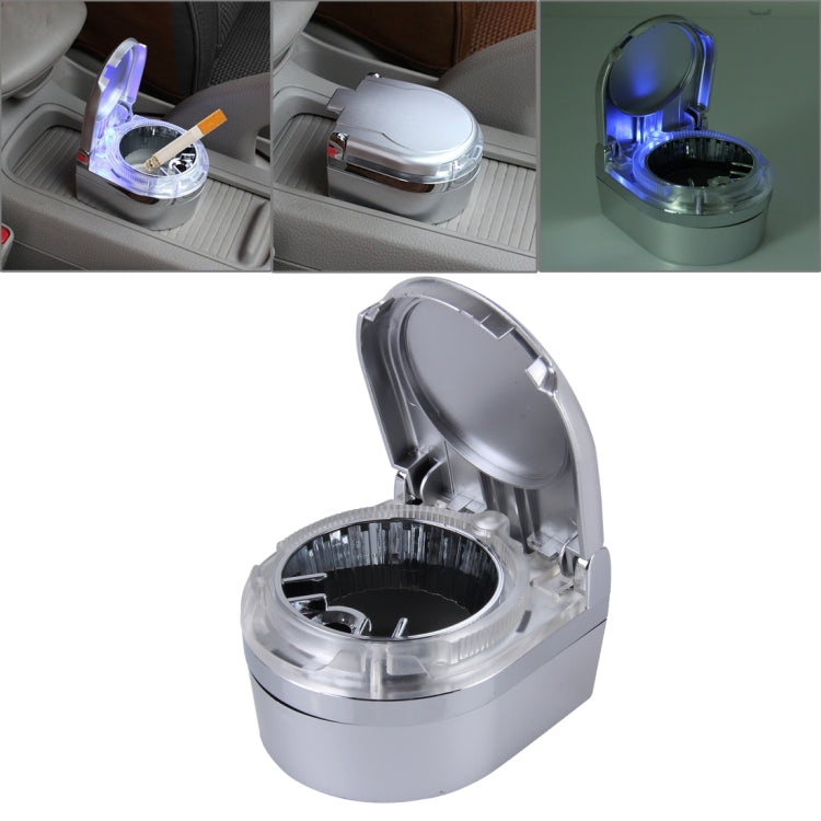 SHUNWEI SD-1201 Mini Portable Car Ashtray Blue LED Light for Dashboard Cigar Cigarette(Silver) - Ashtrays by buy2fix | Online Shopping UK | buy2fix