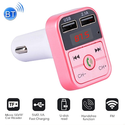 B2 Dual USB Charging Bluetooth FM Transmitter MP3 Music Player Car Kit, Support Hands-Free Call  & TF Card & U Disk (Pink) - Bluetooth Car Kits by buy2fix | Online Shopping UK | buy2fix