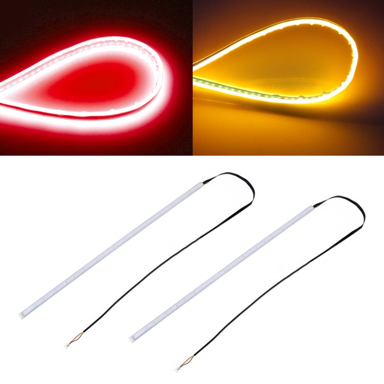 2 PCS 45cm DC12V 5W Ultra-thin Waterproof Car Auto Double Colors Turn Lights / Running Lights SMD-2835 LED Bulbs (Turn Lights: Yellow Light; Running Lights: Red Light) - In Car by buy2fix | Online Shopping UK | buy2fix