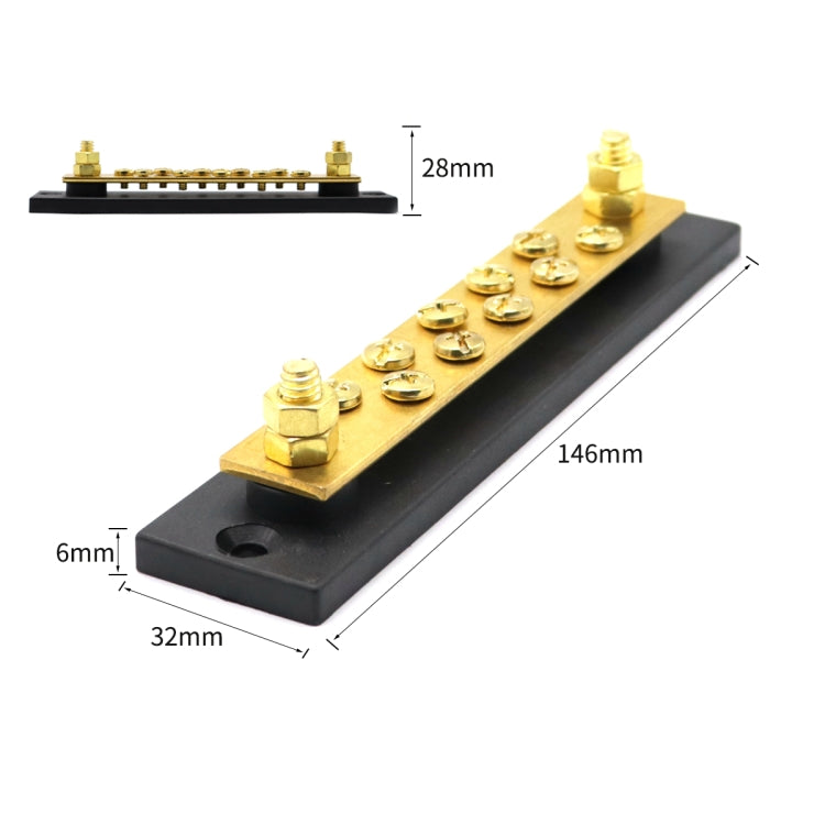 10 Way 10P Power Distribution Large Current Bus Bar 10-bit Distribution Box for Car / RV / Boat - In Car by buy2fix | Online Shopping UK | buy2fix