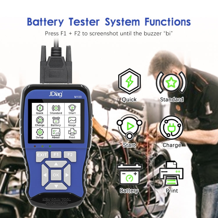 JDiag M100 Motorcycles 2 in1 OBD Scanner Battery Tester, Simplified Version - In Car by buy2fix | Online Shopping UK | buy2fix