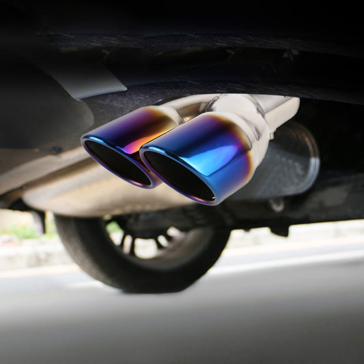 Universal Car Styling Stainless Steel Straight Exhaust Tail Muffler Tip Pipe, Inside Diameter: 7.2cm (Blue) - In Car by buy2fix | Online Shopping UK | buy2fix