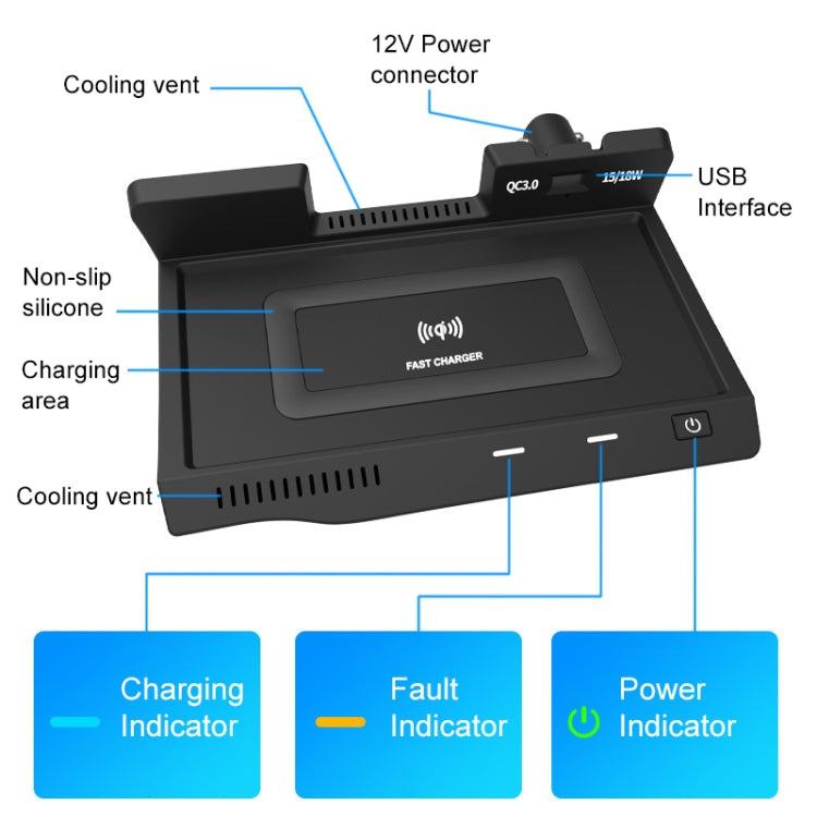 HFC-1040 Car Qi Standard Wireless Charger 10W Quick Charging for Nissan Teana 2019-2021, Left Driving - In Car by buy2fix | Online Shopping UK | buy2fix