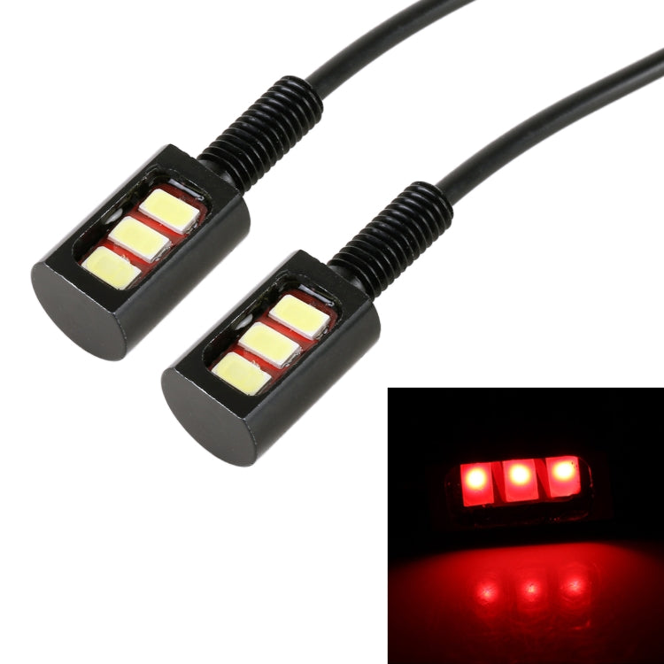 1 Pair DC12V 0.4W 3LEDs SMD-5630 Car / Motorcycle License Plate Light, Cable Length: 27cm (Red Light) - In Car by buy2fix | Online Shopping UK | buy2fix