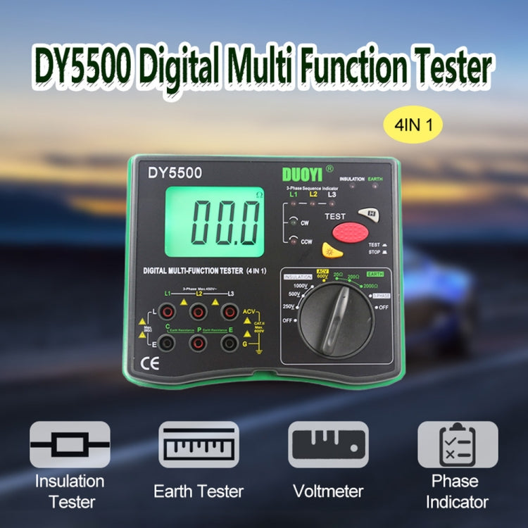 DUOYI DY5500 Car 4 in 1 Digital Multifunction Resistance Tester Insulation Earth Multimeter - Electronic Test by DUOYI | Online Shopping UK | buy2fix