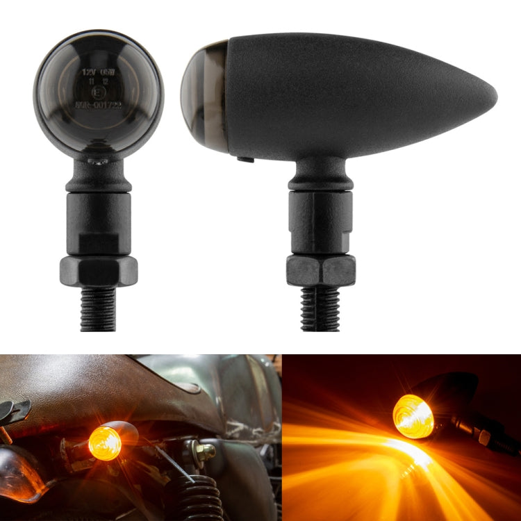 2 PCS KC805 Motorcycle Retro Metal Turn Signal Light (Transparent Black) - In Car by buy2fix | Online Shopping UK | buy2fix