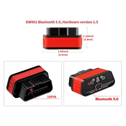 KONNWEI KW901 Android Phone OBD2 Car Bluetooth 5.0 Diagnostic Scan Tools(Black) - Code Readers & Scan Tools by KONNWEI | Online Shopping UK | buy2fix