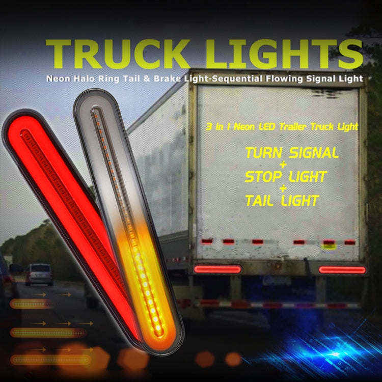 2 PCS Heavy-duty Truck Trailer 100LED Light Guide Two-color Brake Light - In Car by buy2fix | Online Shopping UK | buy2fix