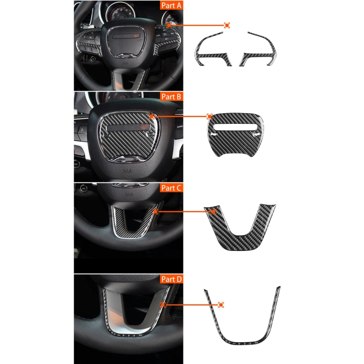 5 PCS / Set Carbon Fiber Car Steering Wheel Decorative Sticker for Dodge Challenger 2015 to Now, Left Driving -  by buy2fix | Online Shopping UK | buy2fix