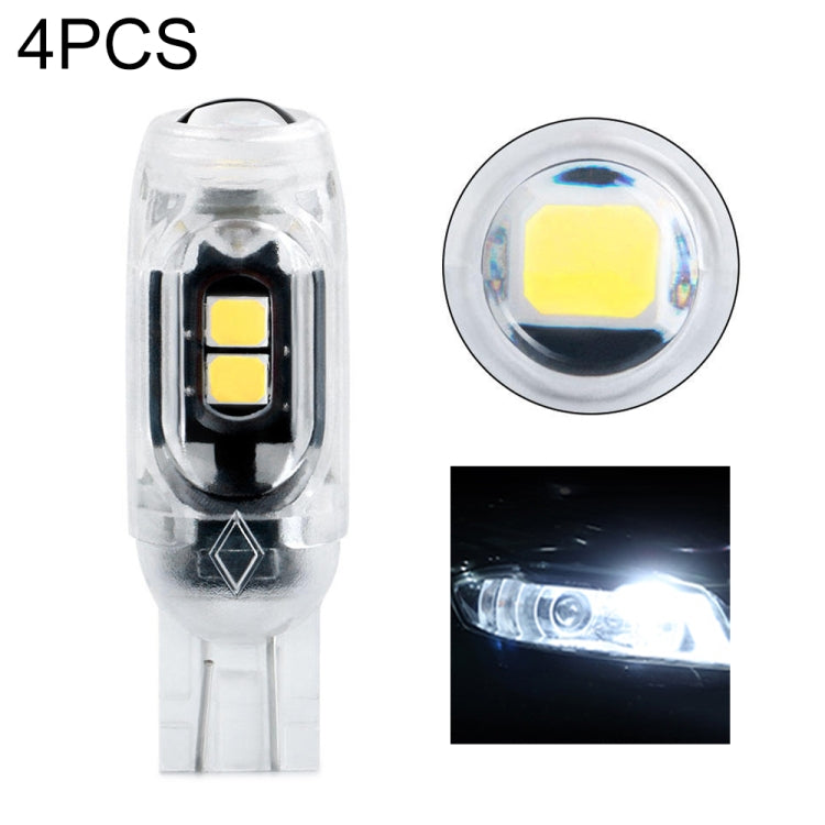 4pcs T10 DC12V /  0.84W / 0.07A / 150LM Car Clearance Light 5LEDs SMD-3030 Lamp Beads with lens (White Light) - In Car by buy2fix | Online Shopping UK | buy2fix