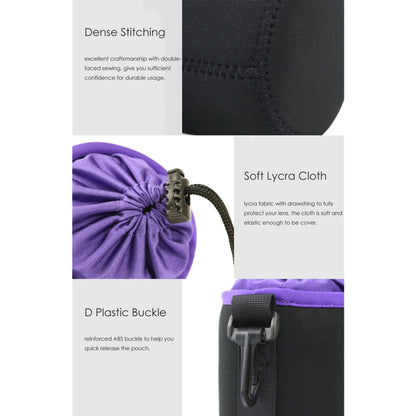 SLR Camera Lens Bag Micro Single Lens Bag Lens Inner Bile Bag Waterproof Protective Case Plus Velvet Thickening, Diameter: 10cm, Height: 18cm(Purple) - Camera Accessories by buy2fix | Online Shopping UK | buy2fix
