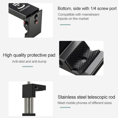 YICHUANG JH-01 Aluminum Alloy Phone Tripod Clip Holder Clamp Adapter for 65-95cm - Consumer Electronics by YICHUANG | Online Shopping UK | buy2fix