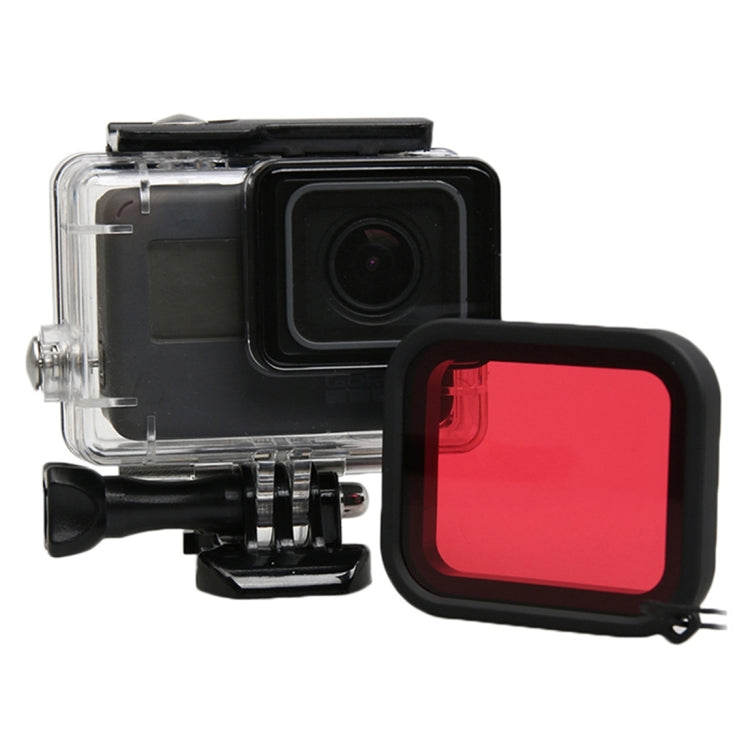 For GoPro HERO5 30m Waterproof PC & ABS Housing Protective Case + Camera Lens Red Quadrate Filter with Buckle Basic Mount & Long Screw & Anti-lost Hand Strap - DJI & GoPro Accessories by buy2fix | Online Shopping UK | buy2fix