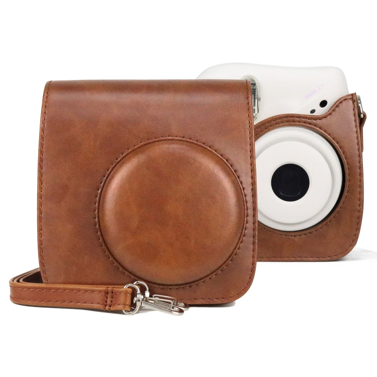 Retro Full Body PU Leather Case Camera  Bag with Strap for FUJIFILM instax mini 7+ (Brown) - Camera Accessories by buy2fix | Online Shopping UK | buy2fix