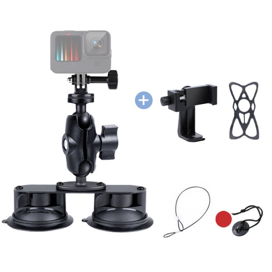 Dual Suction Cup Mount Holder with Tripod Adapter & Screw & Phone Clamp & Anti-lost Silicone Net for for GoPro Hero11 Black / HERO10 Black /9 Black /8 Black /7 /6 /5 /5 Session /4 Session /4 /3+ /3 /2 ... ction and Other Action Cameras, Smartphones(Black) - DJI & GoPro Accessories by buy2fix | Online Shopping UK | buy2fix