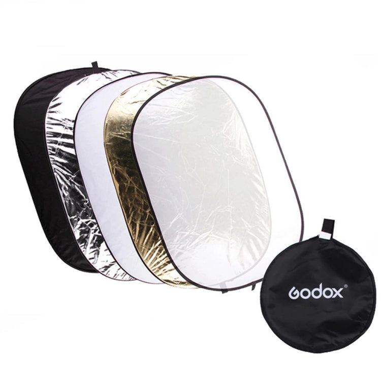 Godox FT05-1 60 x 90cm 5-in-1 Silver / Soft / Gold / White / Black Oval Folding Reflector Board - Camera Accessories by Godox | Online Shopping UK | buy2fix