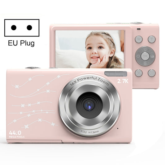 DC402 2.4 inch 44MP 16X Zoom 1080P Full HD Digital Camera Children Card Camera, EU Plug (Pink) - Consumer Electronics by buy2fix | Online Shopping UK | buy2fix