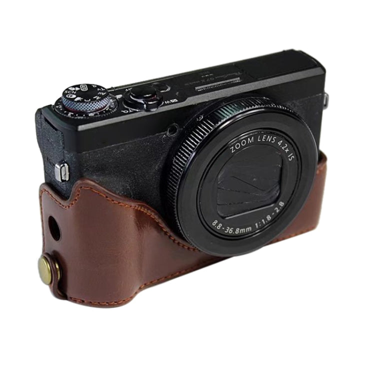 1/4 inch Thread PU Leather Camera Half Case Base for Canon G7 X Mark III / G7 X3 (Brown) - Camera Accessories by buy2fix | Online Shopping UK | buy2fix