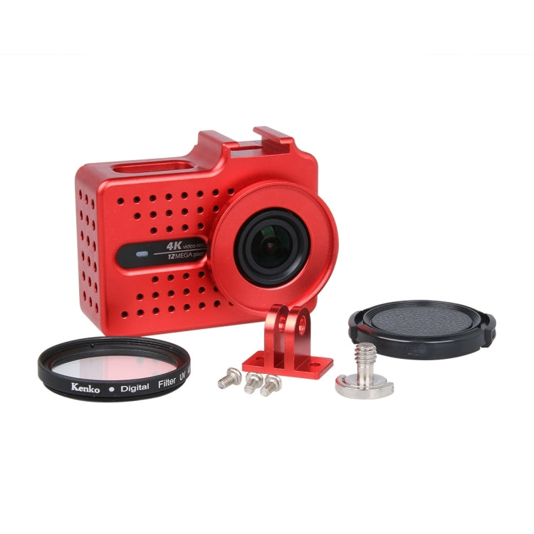 CNC Aluminum Alloy Housing Protective Case with UV Filter & Lens Protective Cap for Xiaomi Xiaoyi Yi II 4K Sport Action Camera(Red) - DJI & GoPro Accessories by buy2fix | Online Shopping UK | buy2fix