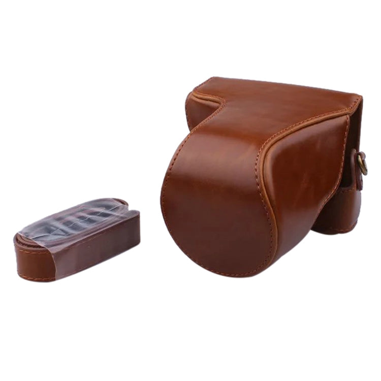 Full Body Camera PU Leather Case Bag with Strap for Canon EOS M200 (15-55mm Lens) (Brown) - Camera Accessories by buy2fix | Online Shopping UK | buy2fix