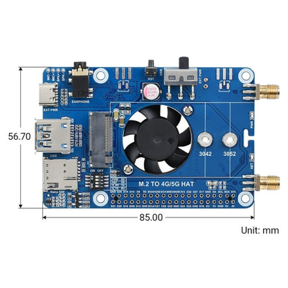 Waveshare SIM7600G-H M.2 4G HAT LTE CAT4 High Speed GNSS Global Band Module for Raspberry Pi - LCD & LED Display Module by WAVESHARE | Online Shopping UK | buy2fix